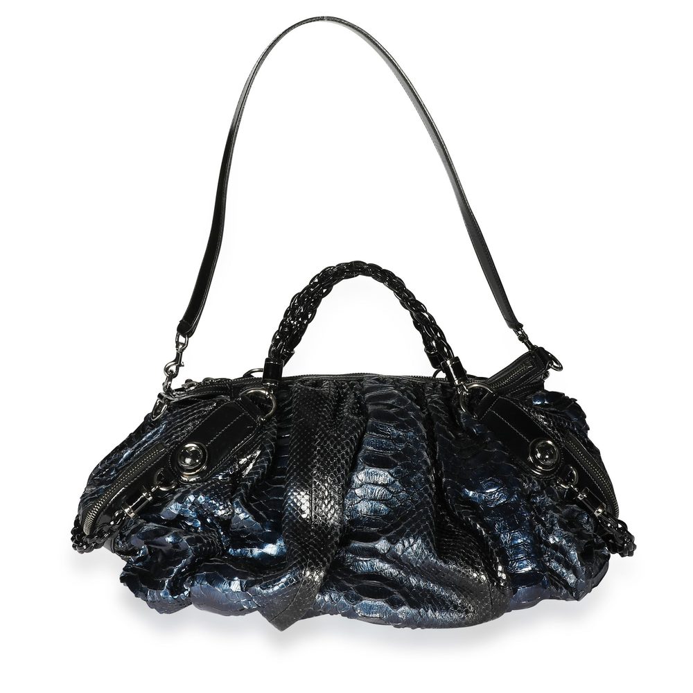 Gucci Blue Python & Black Leather Large Galaxy Bag - image 4